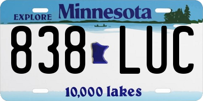MN license plate 838LUC