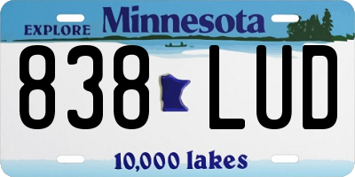 MN license plate 838LUD