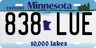 MN license plate 838LUE