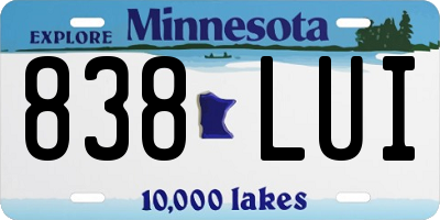 MN license plate 838LUI