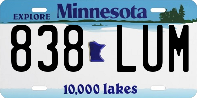 MN license plate 838LUM