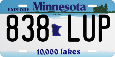 MN license plate 838LUP