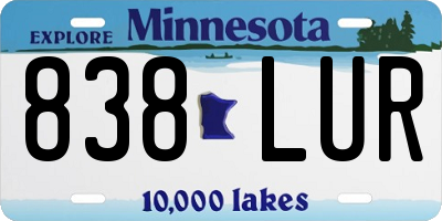 MN license plate 838LUR