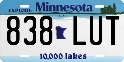 MN license plate 838LUT