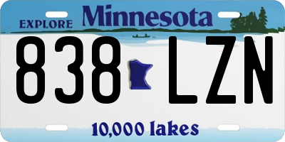 MN license plate 838LZN