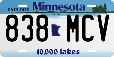 MN license plate 838MCV