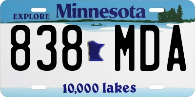 MN license plate 838MDA
