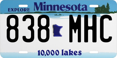 MN license plate 838MHC