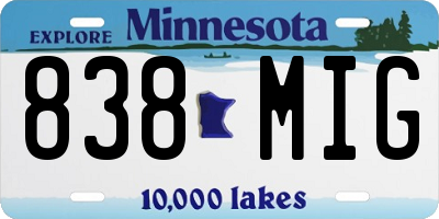 MN license plate 838MIG
