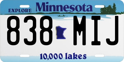 MN license plate 838MIJ