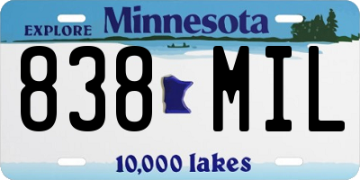MN license plate 838MIL