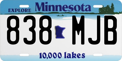 MN license plate 838MJB