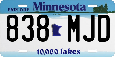 MN license plate 838MJD