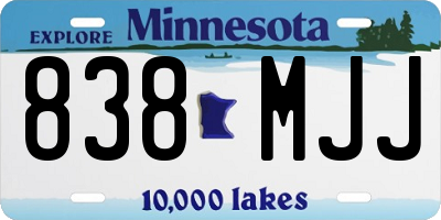MN license plate 838MJJ