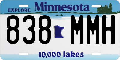 MN license plate 838MMH