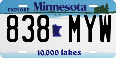 MN license plate 838MYW