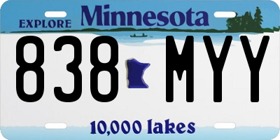 MN license plate 838MYY