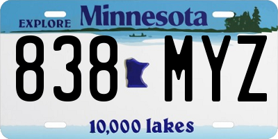 MN license plate 838MYZ