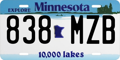 MN license plate 838MZB