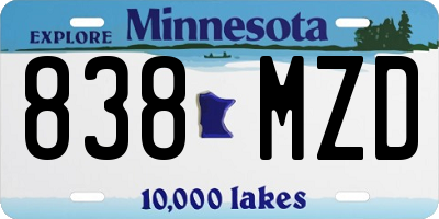 MN license plate 838MZD