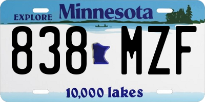MN license plate 838MZF