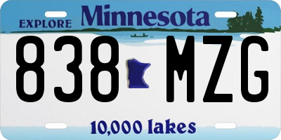 MN license plate 838MZG