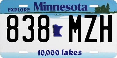 MN license plate 838MZH