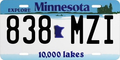 MN license plate 838MZI