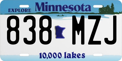 MN license plate 838MZJ