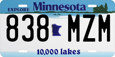 MN license plate 838MZM