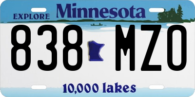MN license plate 838MZO