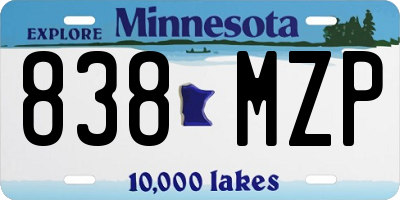 MN license plate 838MZP