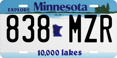 MN license plate 838MZR