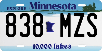 MN license plate 838MZS