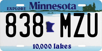 MN license plate 838MZU