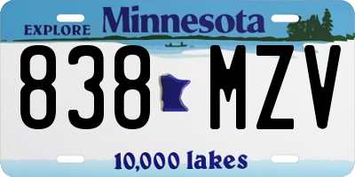 MN license plate 838MZV