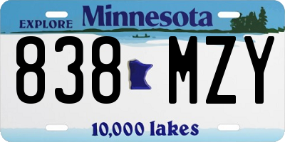MN license plate 838MZY