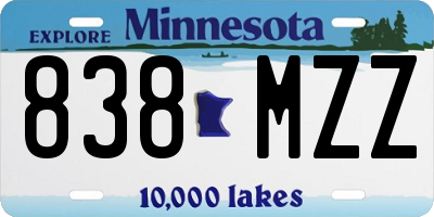 MN license plate 838MZZ
