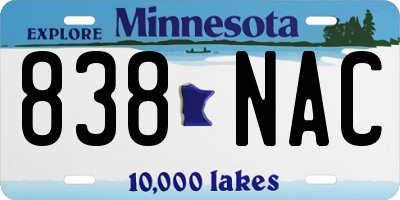 MN license plate 838NAC