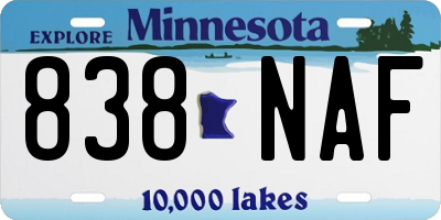 MN license plate 838NAF