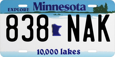 MN license plate 838NAK