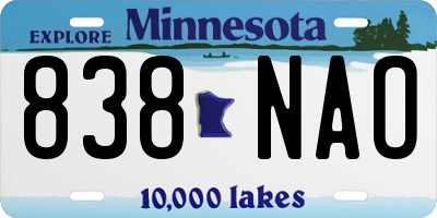 MN license plate 838NAO