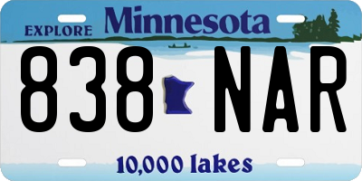 MN license plate 838NAR