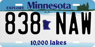 MN license plate 838NAW