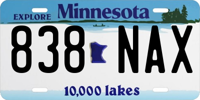 MN license plate 838NAX