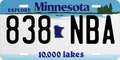 MN license plate 838NBA