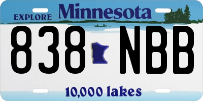 MN license plate 838NBB