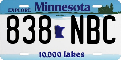 MN license plate 838NBC