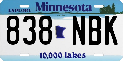 MN license plate 838NBK