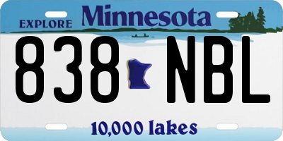 MN license plate 838NBL